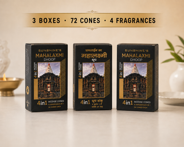 SUNSHINE’S Mahalaxmi Dhoop  4 in One Incense Cones (24 Cones)